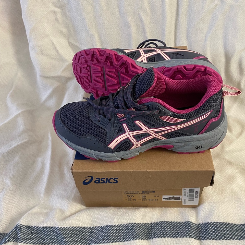 ASICS Women's Dark Gray and Pink Athletic Shoes